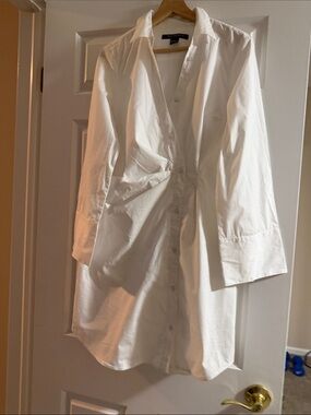 French Connection White Button-Front Shirt Dress